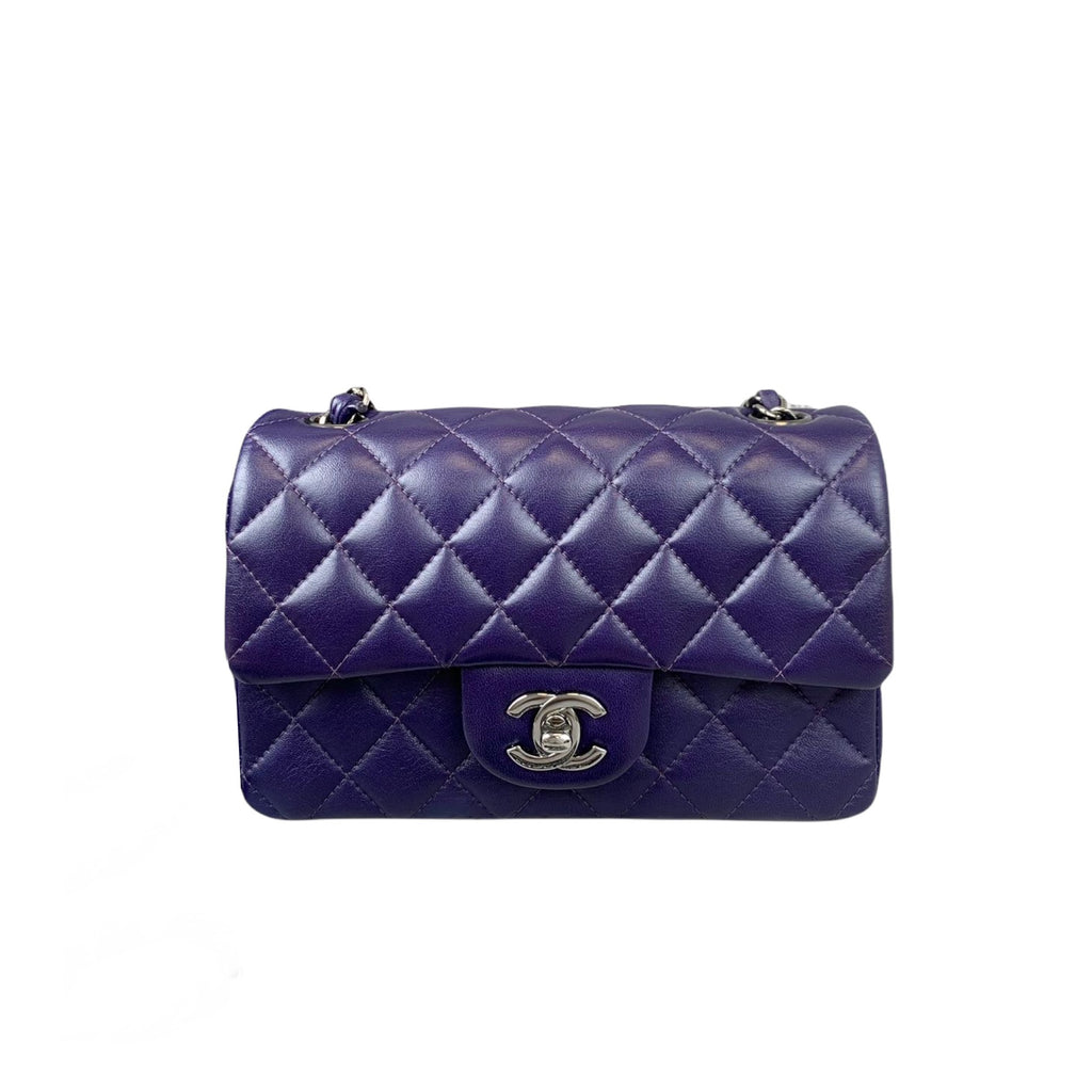 Rectangle Mini Lambskin Purple SHW