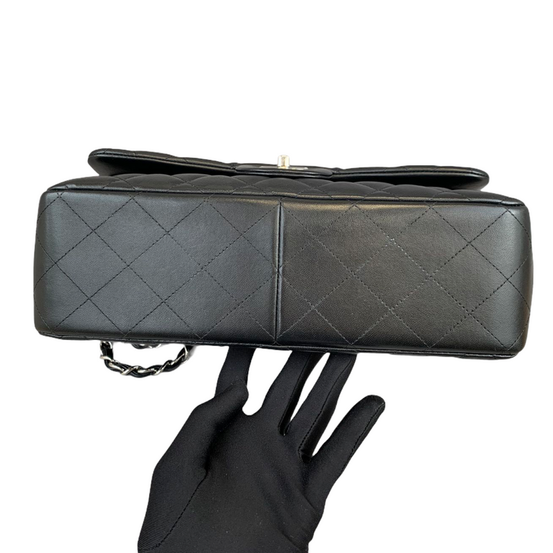 Jumbo Double Flap in Black Lambskin with SHW