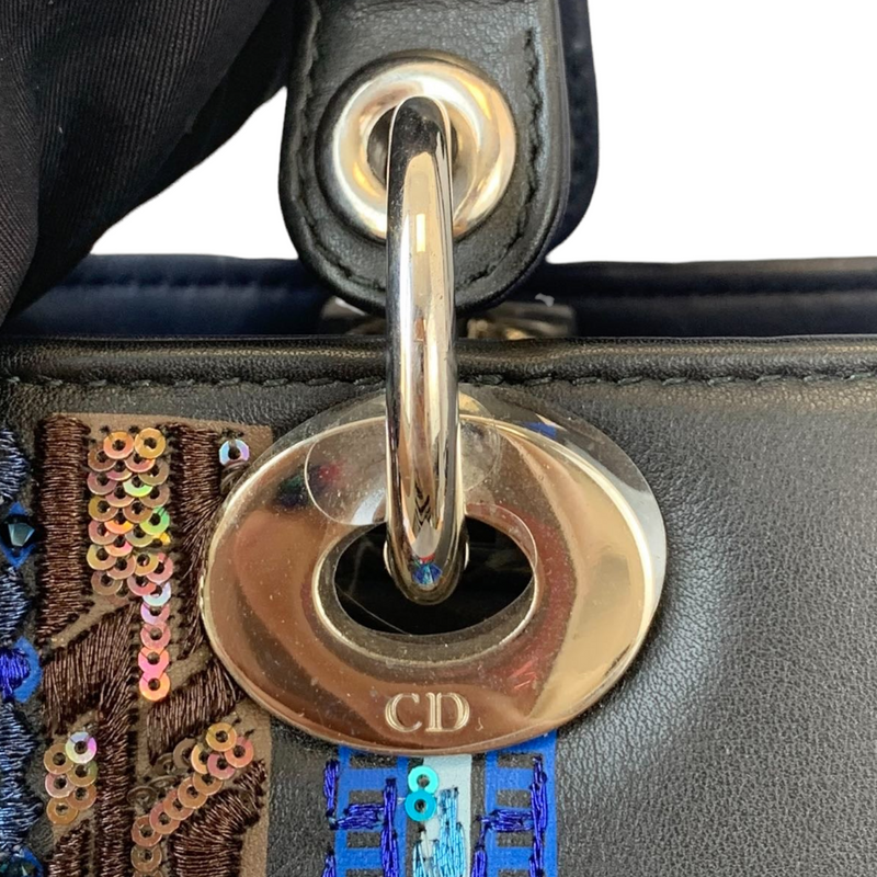 Medium Lady Dior Embroidered Black GHW