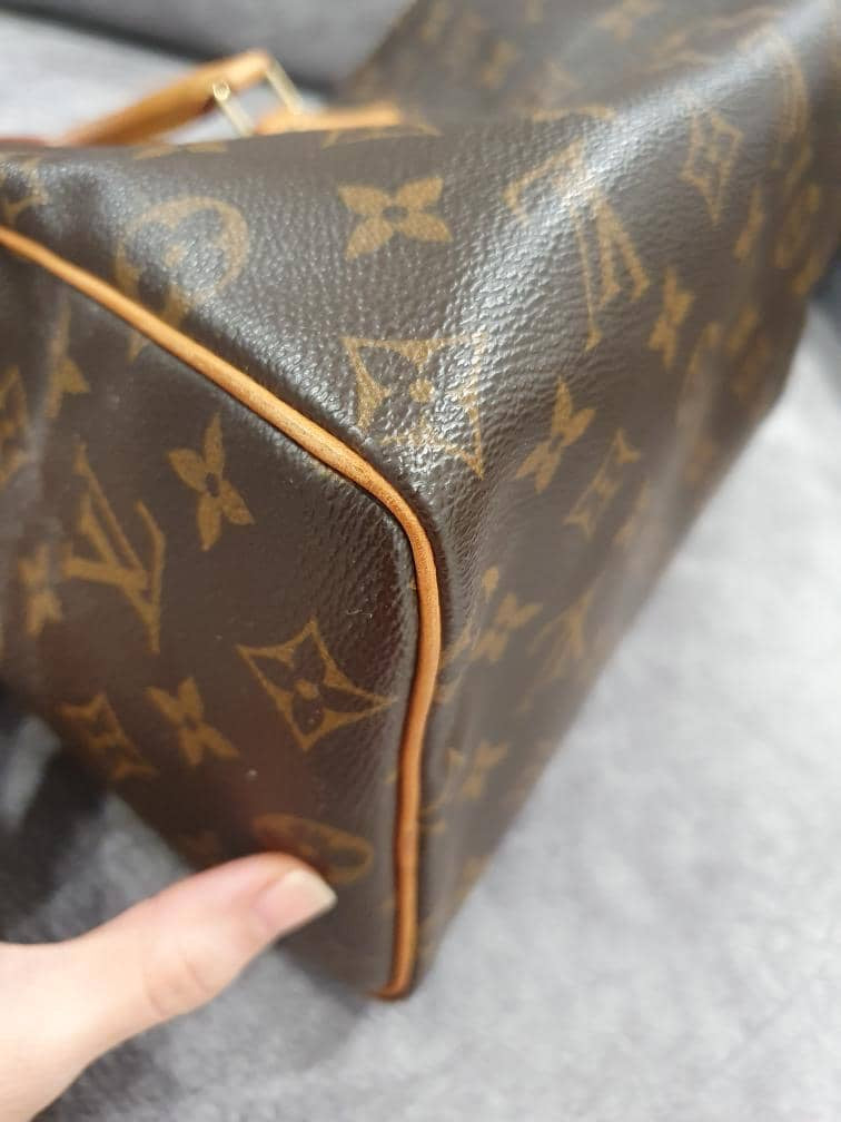 Speedy cloth handbag Louis Vuitton Brown in Cloth - 30205802