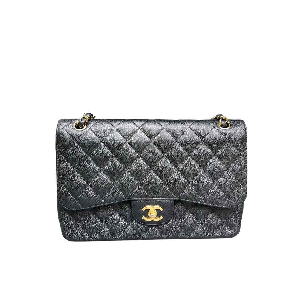 Jumbo Classic Double Flap Caviar Black GHW