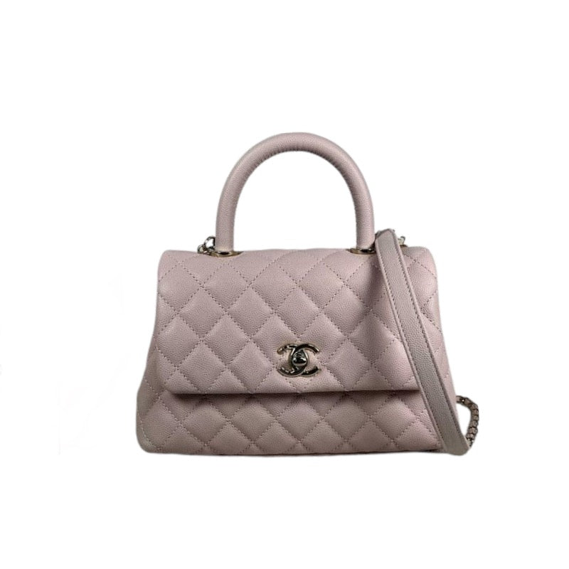 Chanel Baby Pink Python Coco Top Handle Flap Bag Brushed Gold