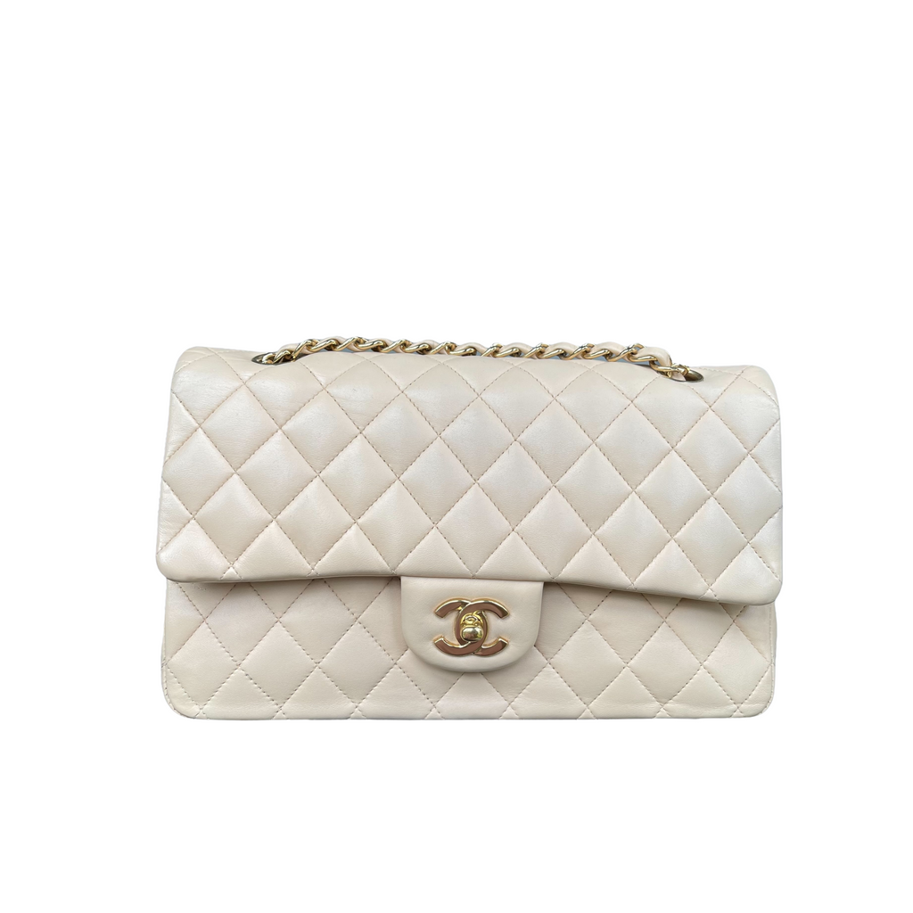 Classic Lambskin Double Flap Medium Beige GHW