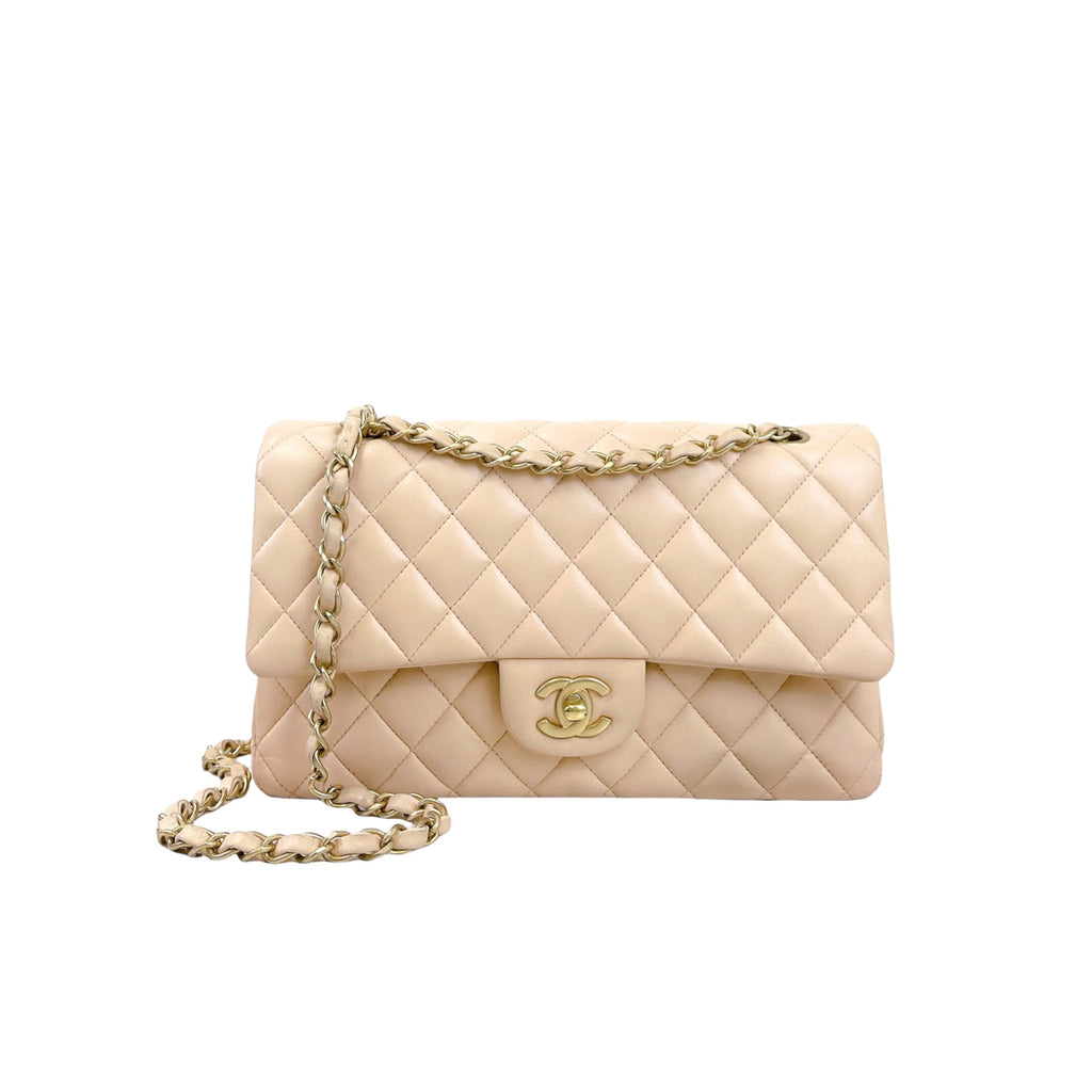 Classic Flap Medium Lambskin Beige GHW