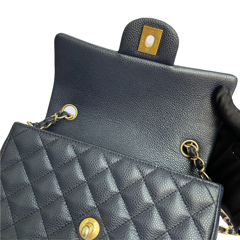 Mini Rectangle Flap Quilted Caviar Navy GHW