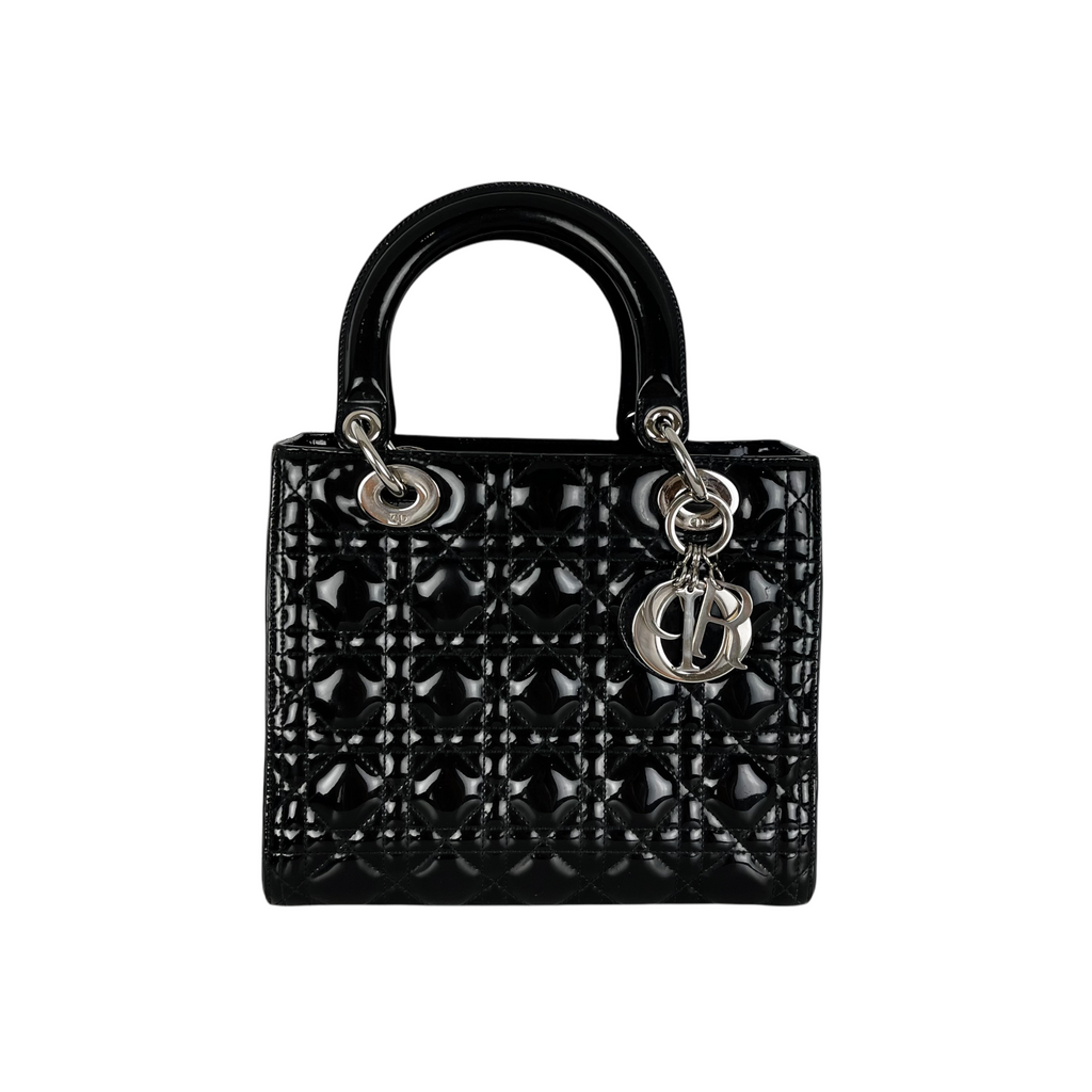 Lady Dior Medium Patent Black SHW