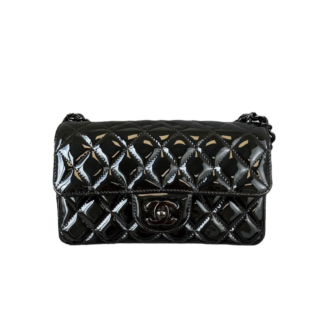 Classic Flap Mini Rectangle Patent Black BHW