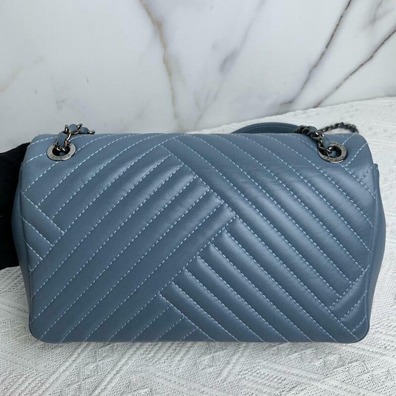 CC Crossing Flap Small Lambskin Blue SHW