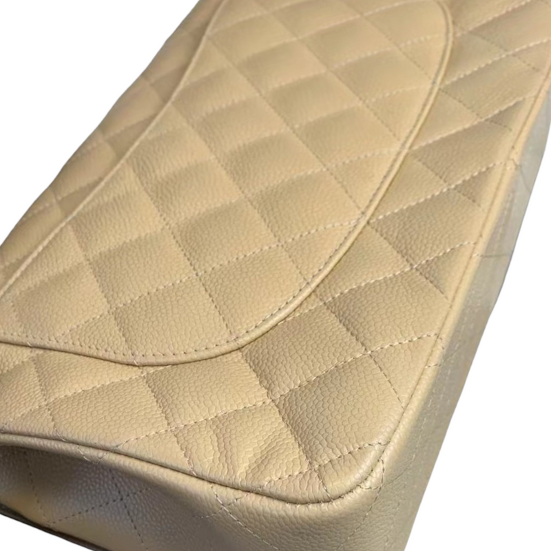 Classic Flap Jumbo Caviar Beige SHW