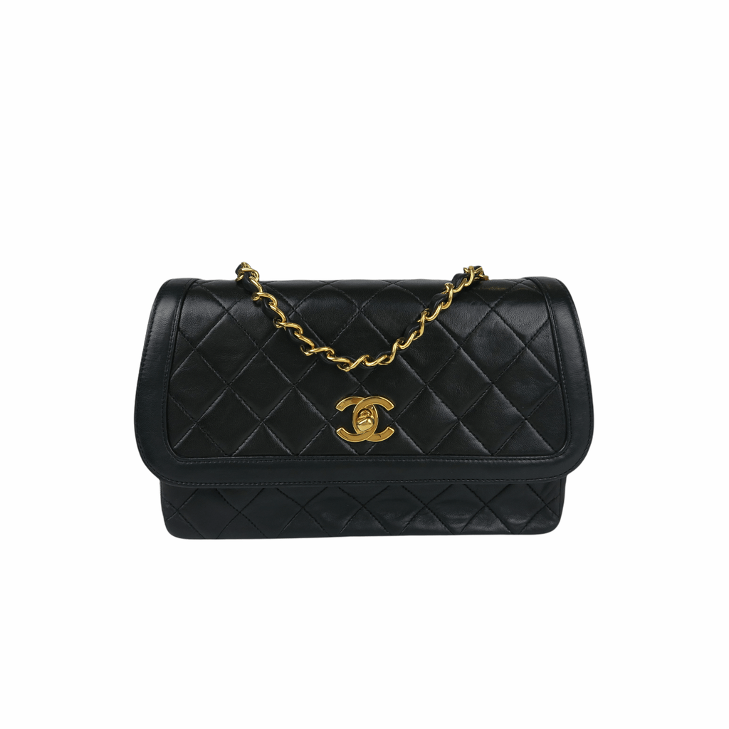 Small Timeless Diana Flap Black Lambskin 24k GHW