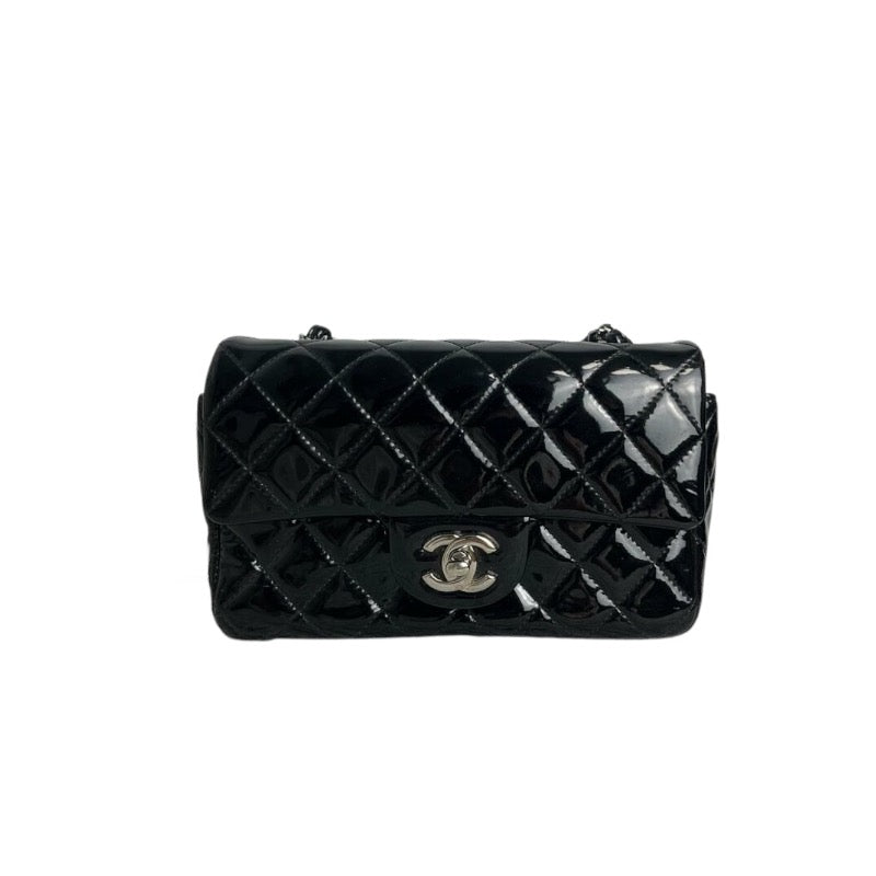 Classic Flap Mini Rectangle Patent Black SHW