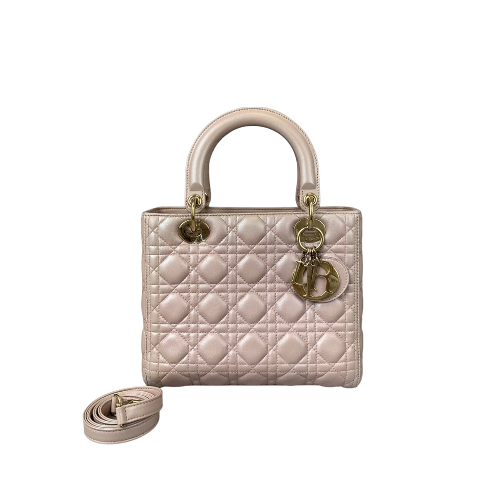 Lady Dior Medium Lambskin Light Pink GHW