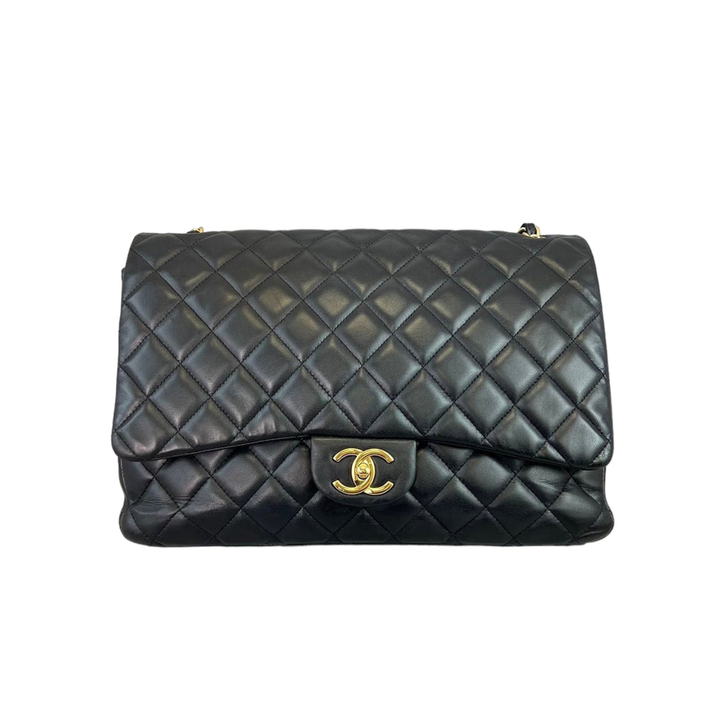 Double Flap Maxi Lambskin Black GHW