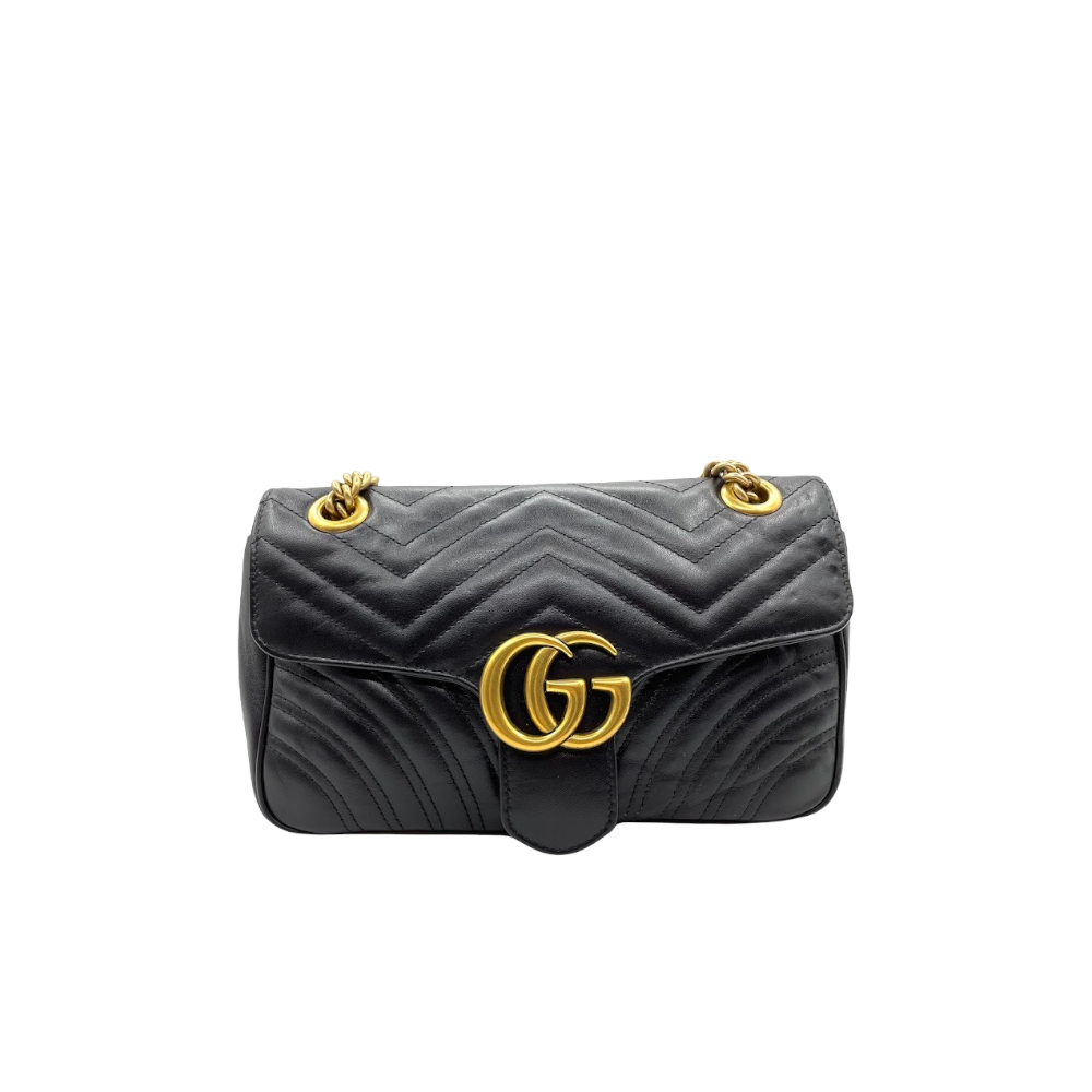 GG Marmont Small Matelassé Black GHW