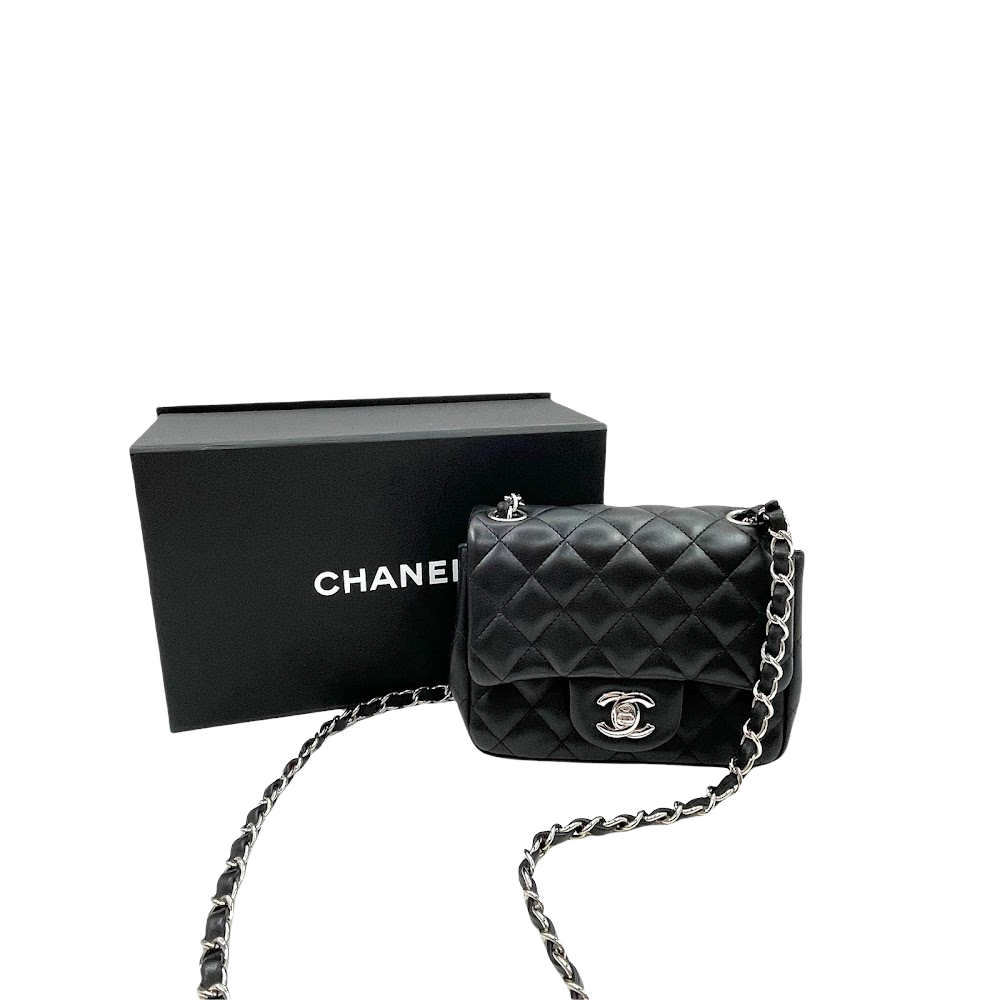 Classic Flap Square Mini Lambskin Black SHW