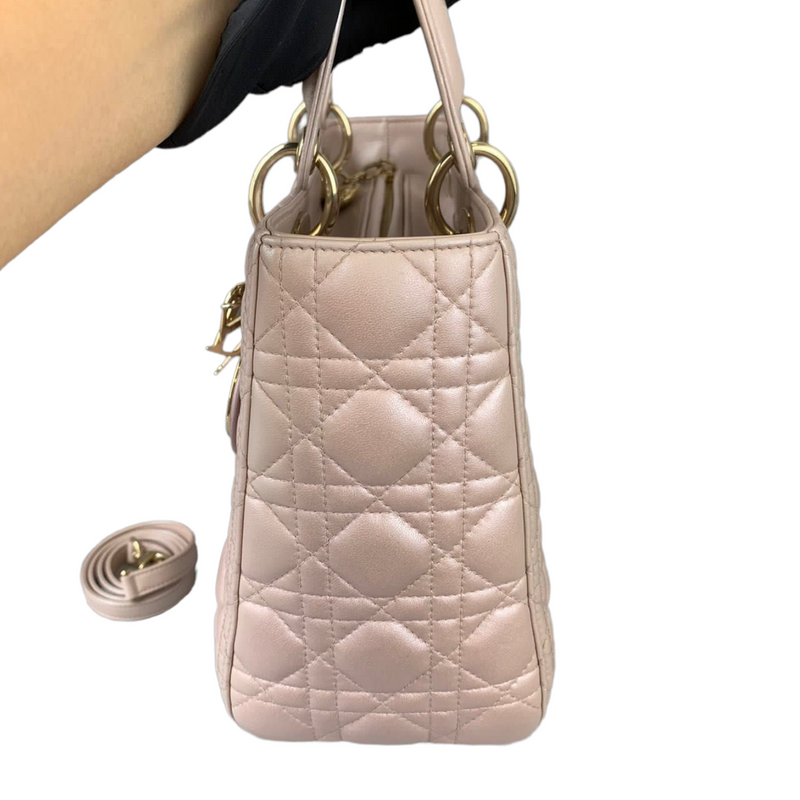 Lady Dior Medium Lambskin Light Pink GHW