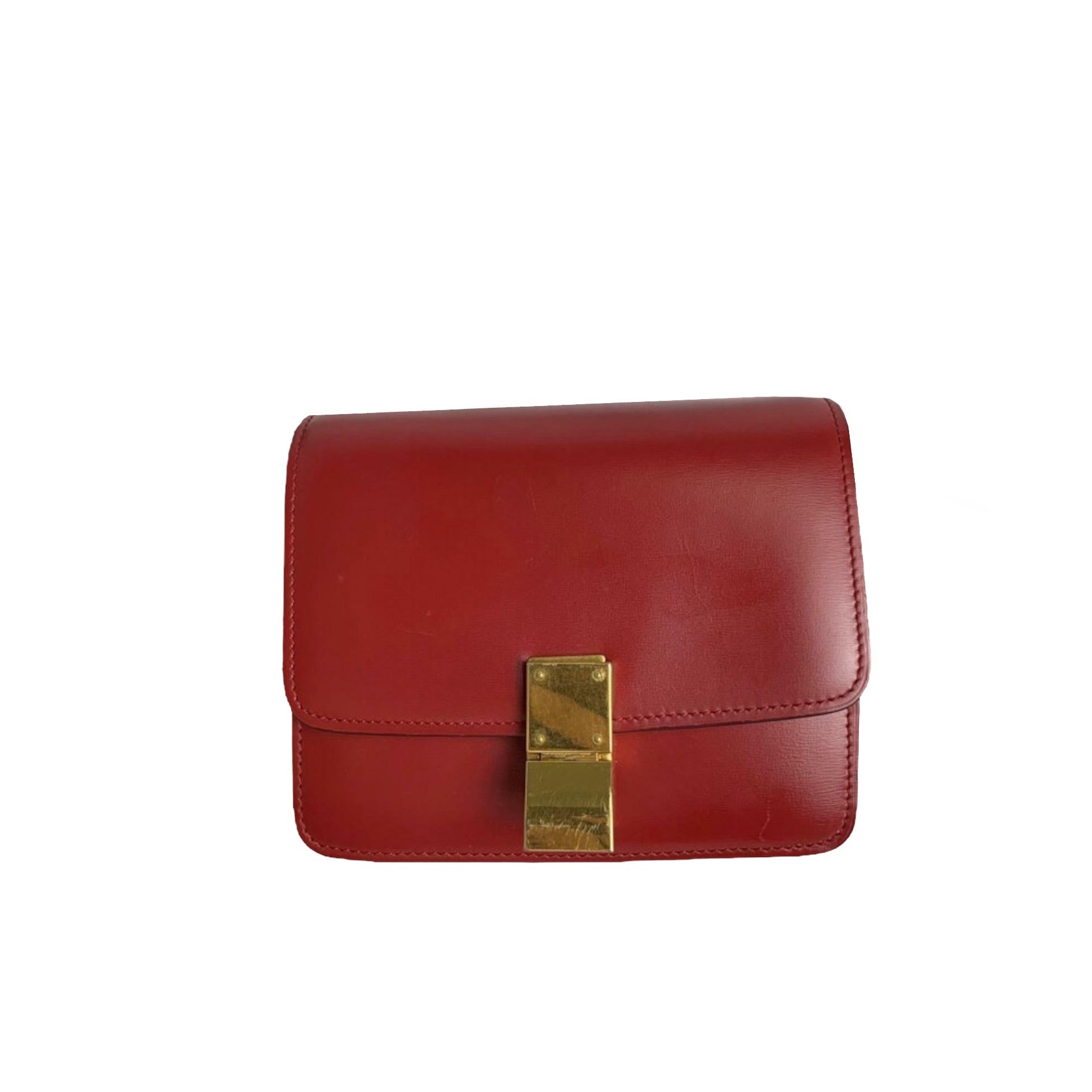 Celine Classic Box Bag Smooth Leather Medium Red 22441016