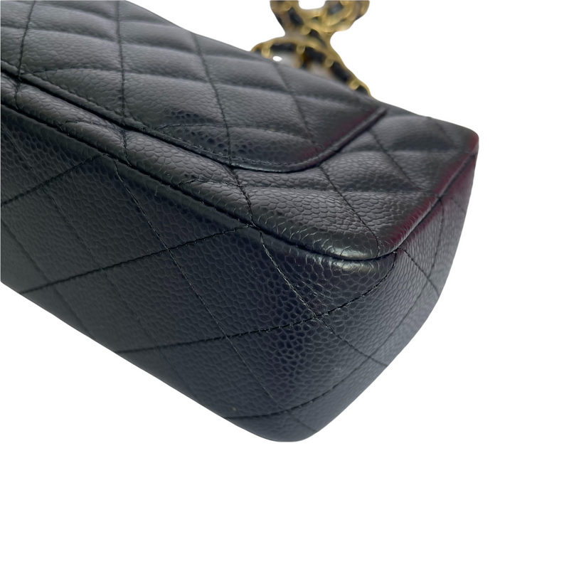 Mini Rectangle Flap Quilted Caviar Navy GHW