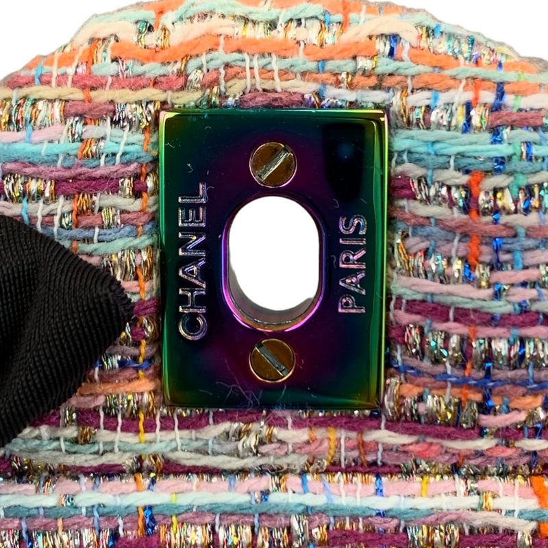 Chanel Multicolor Chevron Tweed Classic Double Flap Medium