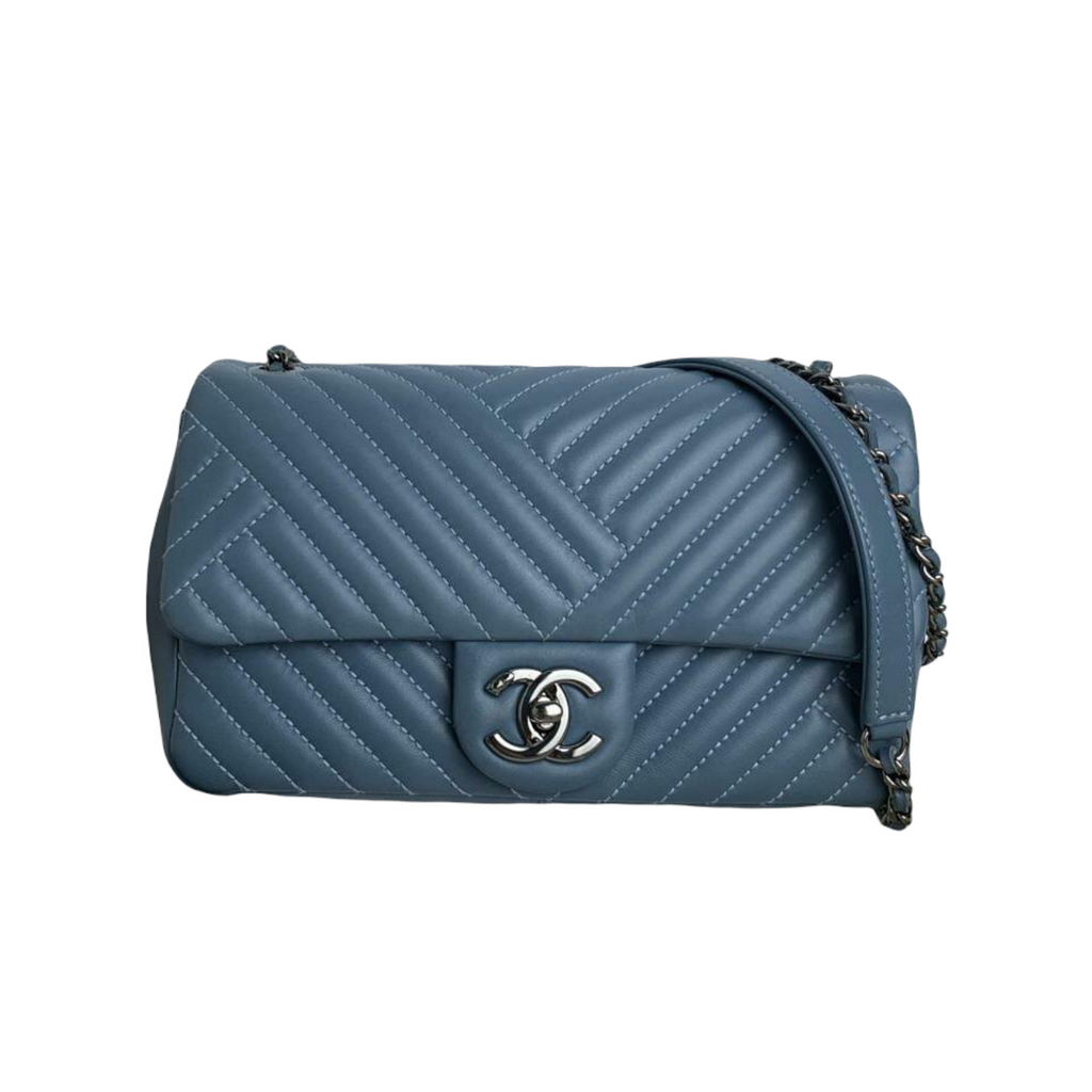 CC Crossing Flap Small Lambskin Blue SHW