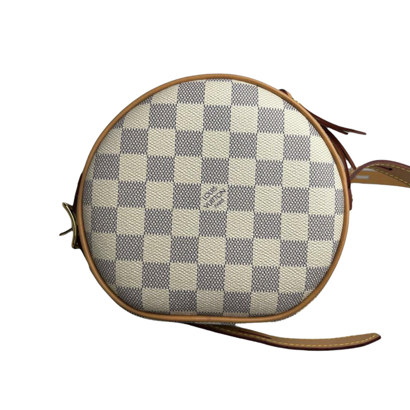 Louis Vuitton Damier Azur Boite Chapeau Souple PM. Made in Italy. Date  code: PL0250, Luxury, Bags & Wallets on Carousell