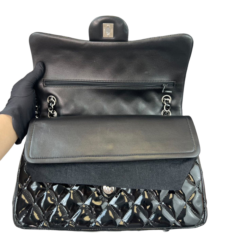 Jumbo Double Flap Patent Black SHW