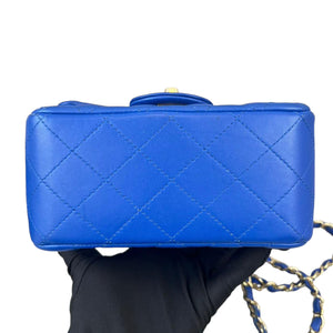 Mini Square Flap Lambskin Electric Blue SHW