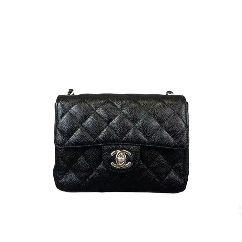 Vintage Mini Square Caviar Black SHW