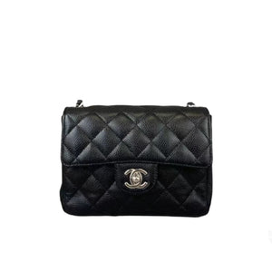 Vintage Mini Square Caviar Black SHW