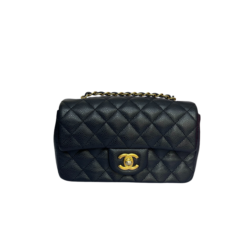 Mini Rectangle Flap Quilted Caviar Navy GHW