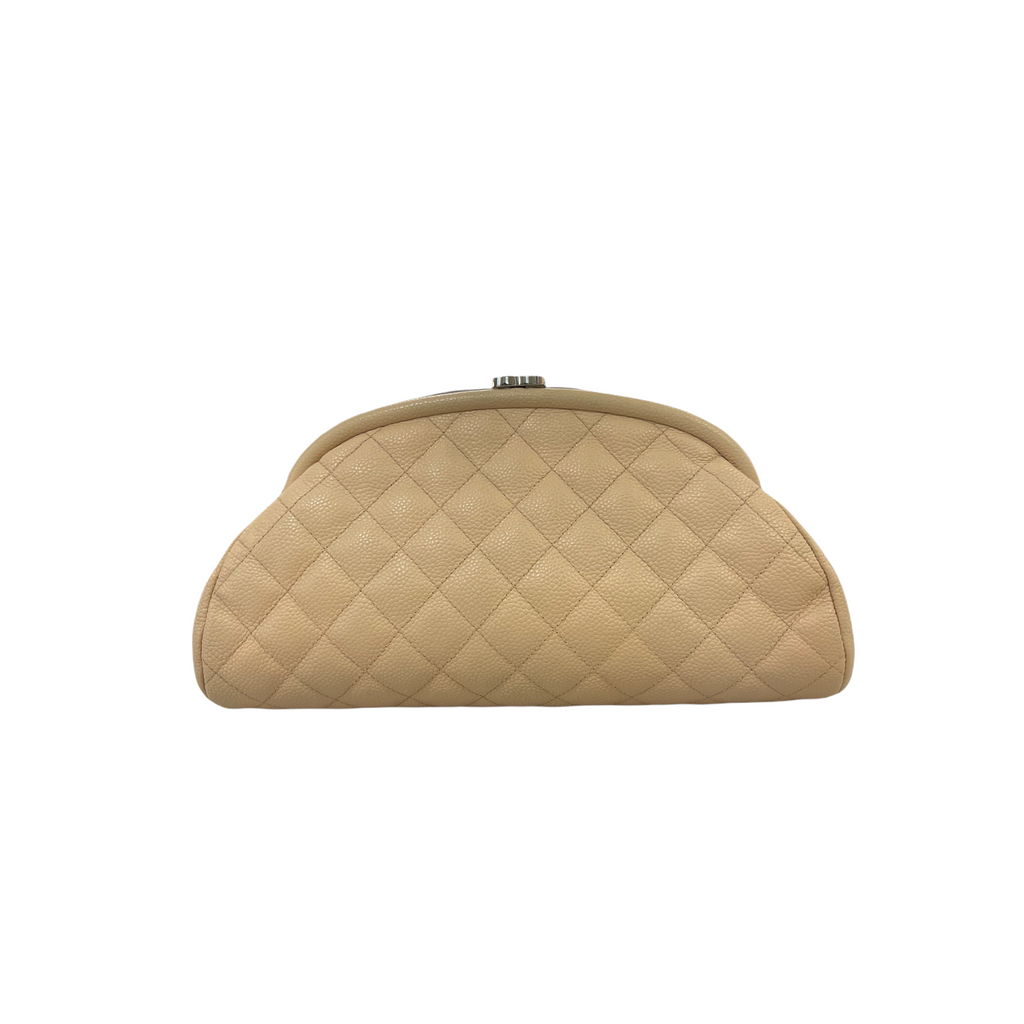 Timeless Clutch Caviar Leather Beige SHW