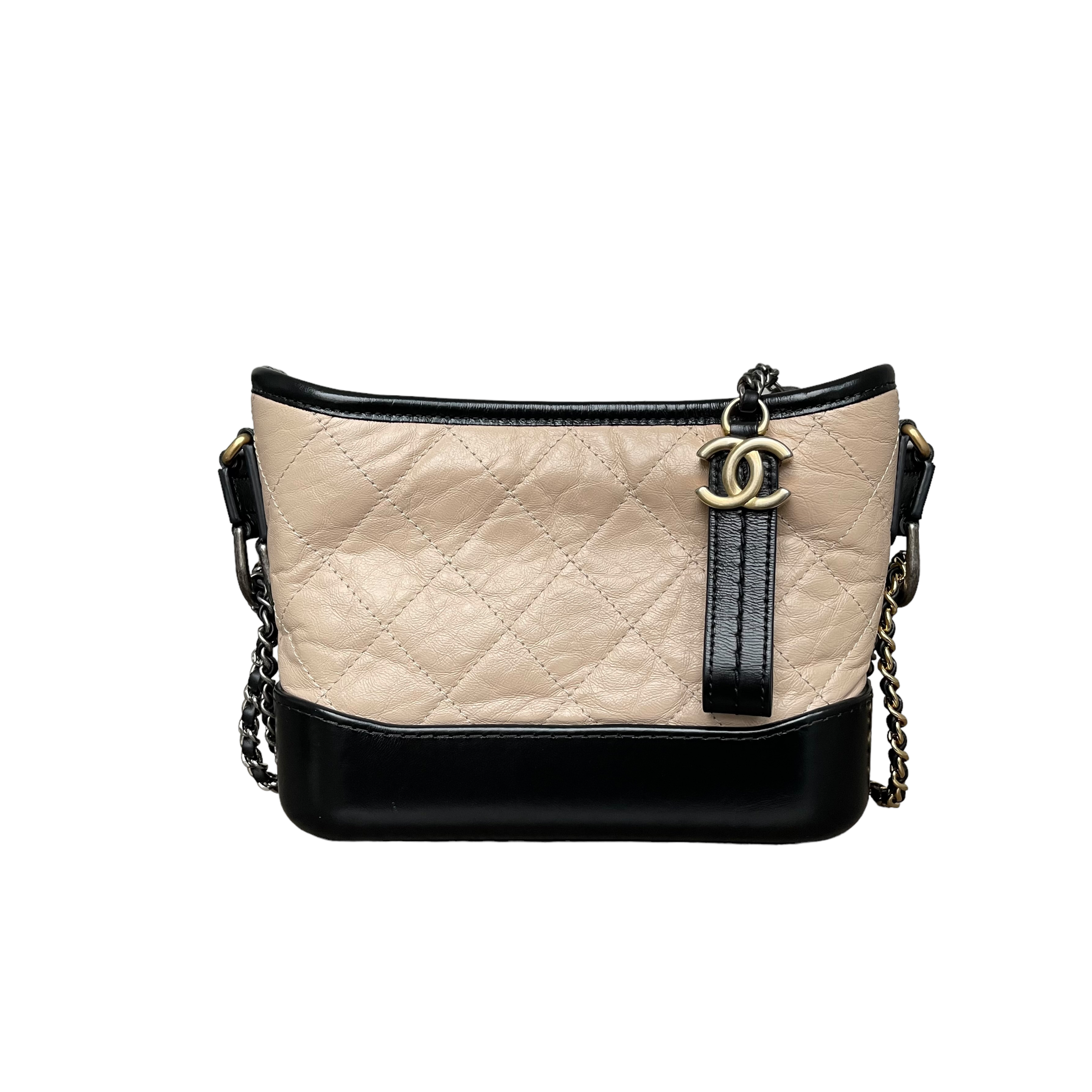 Chanel Gabrielle So Black small hobo bag in black chevron quilted