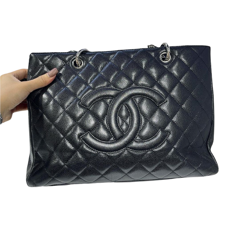 Grand Shopping Tote Caviar Black SHW