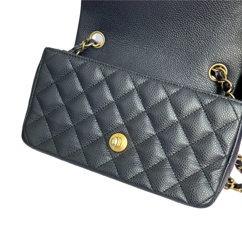 Mini Rectangle Flap Quilted Caviar Navy GHW