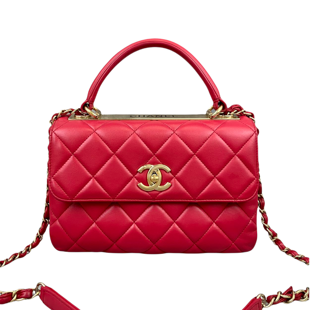 Small Trendy CC Flap Lambskin Red GHW