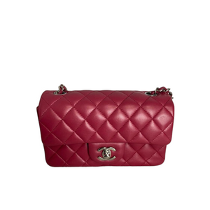 Mini Rectangle Lambskin Red SHW