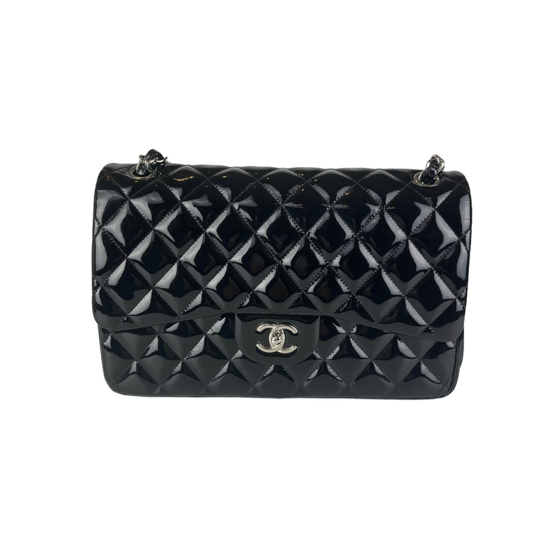 Double Flap Jumbo Quilted Patent in Black SHW | Bag Religion