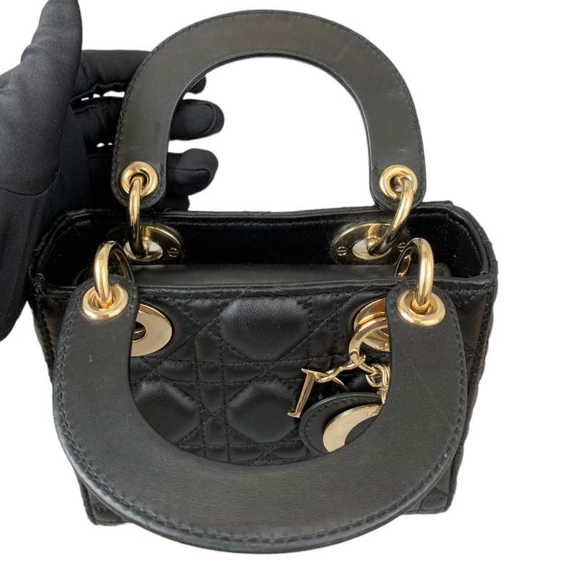 Lady Dior leather mini Black Lambskin ref.878539 - Joli Closet