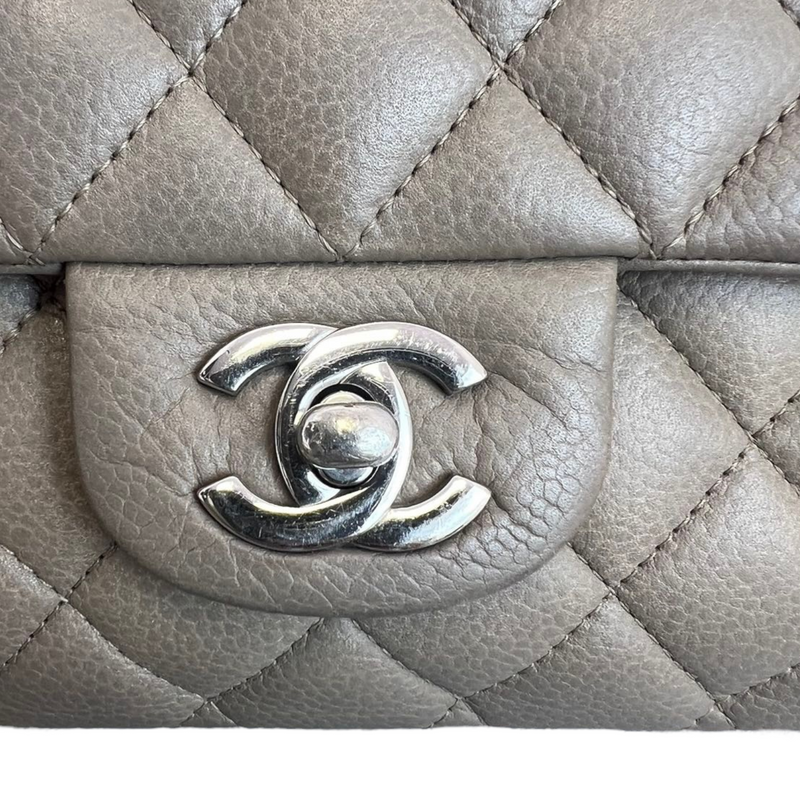 Chanel Classic Mini Rectangular 17B Gray/Grey Quilted Caviar with silver  hardware