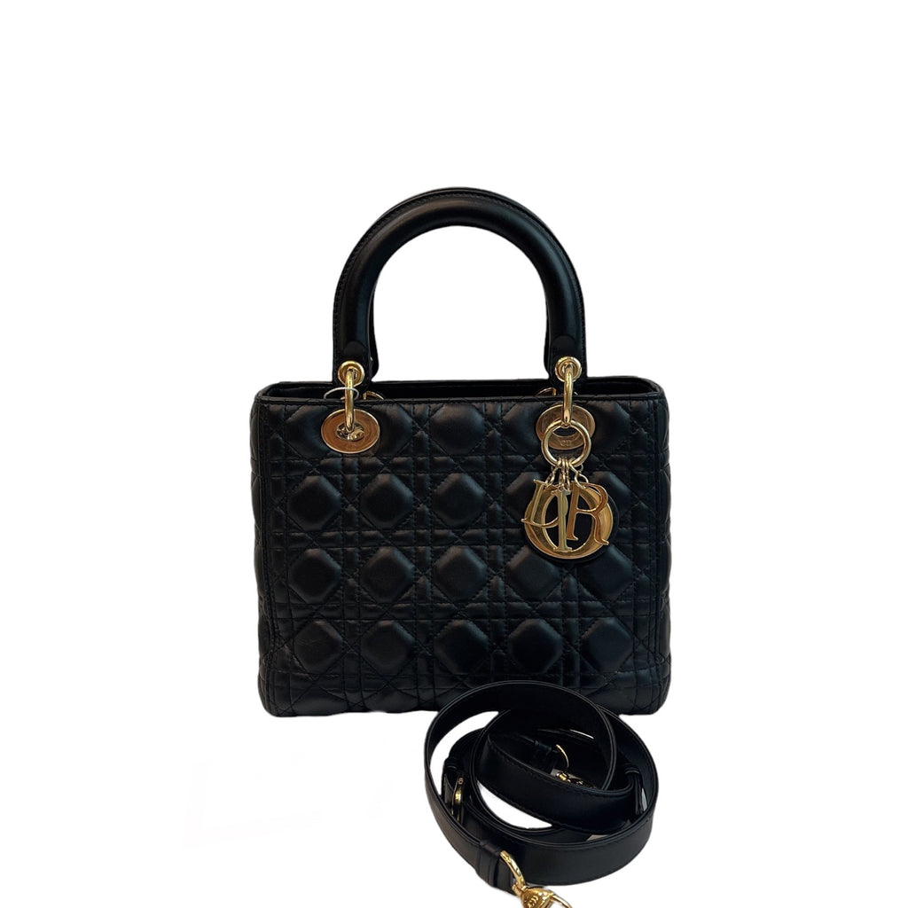 Lady Dior Lambskin Medium Black GHW