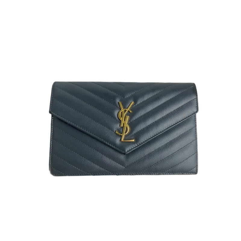 Envelope Wallet on Chain Grained Leather Black GHW