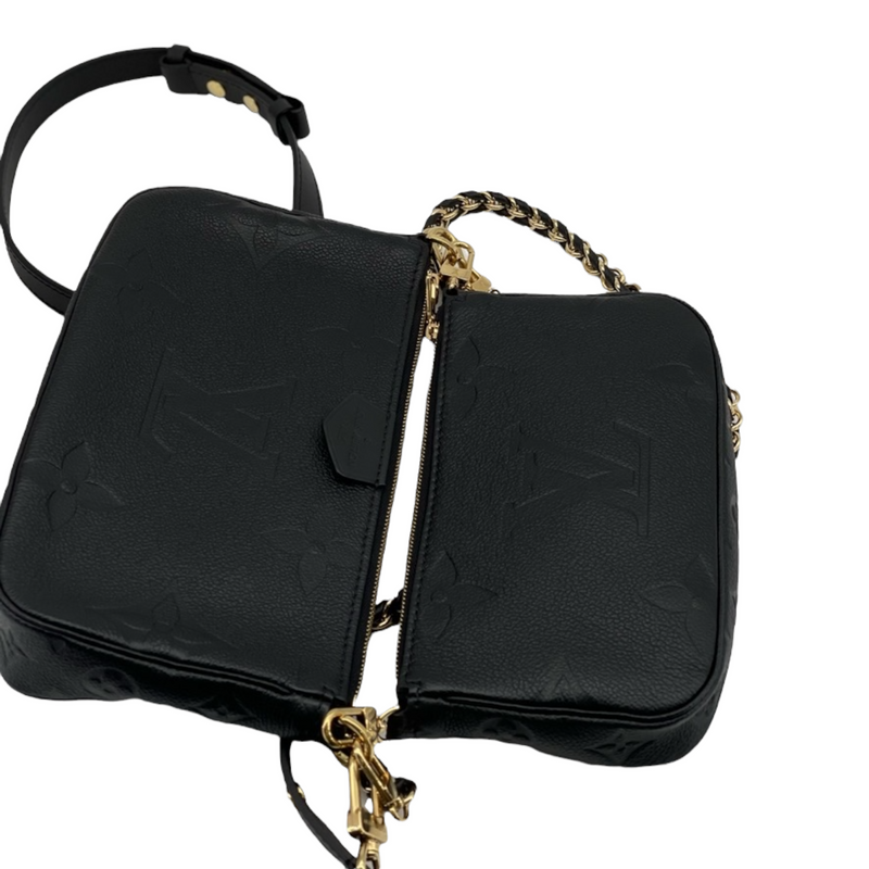 Louis Vuitton Multi Pochette Accessoires Woven Chain Strap Leather and Metal Black