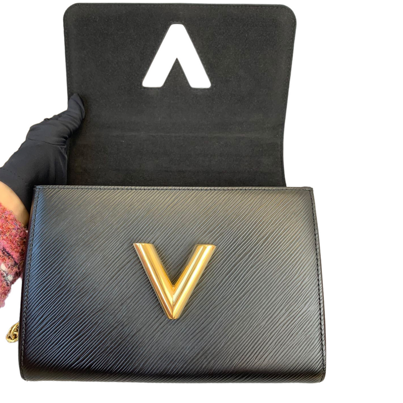 Louis Vuitton Twist Handbag Love Lock Epi Leather MM Black 547612