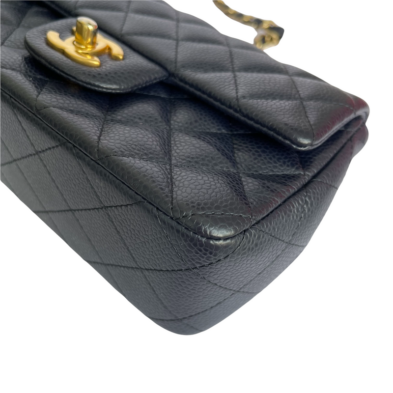 Mini Rectangle Flap Quilted Caviar Navy GHW